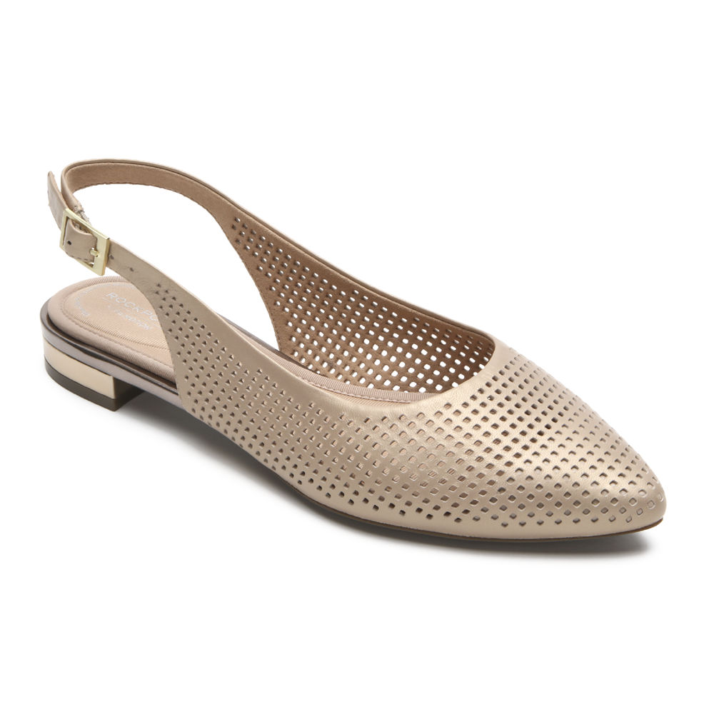 Zapatos Bajos Rockport Mujer Mexico - Total Motion Adelyn Slingback Beige - HWTDJ8965